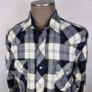 Vintage Anthony’s ATB Western Wear L/S Pearl Snap Plaid Shirt Mens Size XL